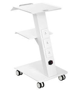 VEVOR 3-Tier Steel Lab Trolley Cart with Built-in Socket