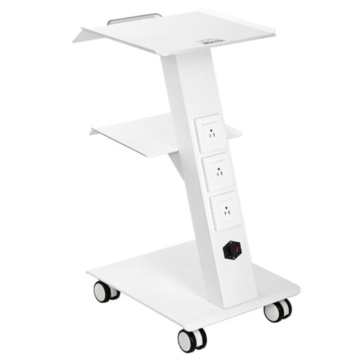 VEVOR 3 Tier Steel Lab Trolley Cart with Built in Socket