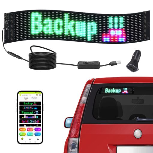 VEVOR 68x12cm 2677x472in Programmable Full Color LED Scrolling Display Board with P6 Pixel Pitch for Taxi and Commercial Use