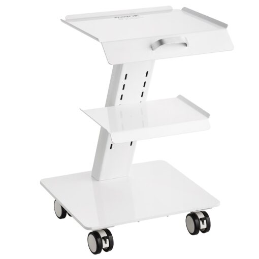 VEVOR 3 Tier Stainless Steel Lab Trolley with Swivel Wheels