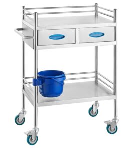 VEVOR Stainless Steel Medical Utility Cart with 2 Tiers and Drawers