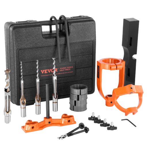 VEVOR Drill Press Mortising Attachment Kit with 4 Chisels 635 mm to 127 mm and 5 Bushings 53 mm to 65 mm