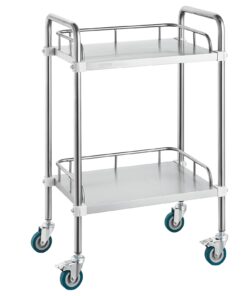 VEVOR Stainless Steel Lab Utility Cart with 2 Shelves
