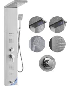 VEVOR LED Stainless Steel Shower Panel Tower System with 5 Modes and 460mm (18.1