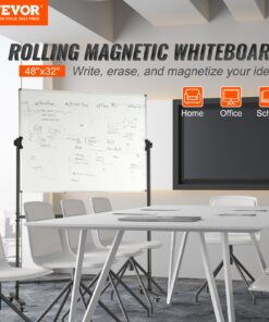 360° Reversible Adjustable Height Dry Erase Board with Wheels & Tray for Office and School
