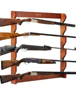 VEVOR 5-Slot Solid Wood Gun Rack Wall Mount with Lockable Compartment - Holds 5 Rifles or Shotguns