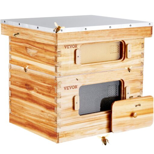 VEVOR 20 Frame Cedar Wood Beehive Kit with Beeswax Coating