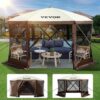 VEVOR Pop up Camping Gazebo 36 м x 36 м 12 x 12 Солнцезащитный Козырек, Защищенный от Ультрафиолета, с Ветрозащитной Одеждой и Окнами