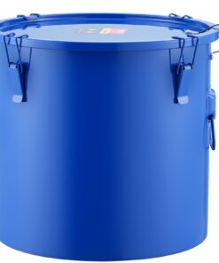 VEVOR 10 Gallon (38 L) Fryer Grease Bucket - Carbon Steel Oil Disposal Caddy with Rust-Proof Coating and Filter Bag for Hot Cooking Oil - Blue