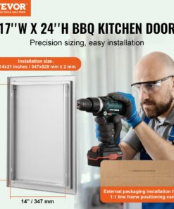 Reversible Outdoor Kitchen Door with Recessed Handle for BBQ Island and Grilling Station