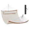 VEVOR 12 FT Double Quilted Fabric Hammock with Curved Bamboo Spreader Bars and Detachable Pillow