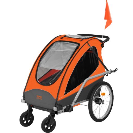 VEVOR Double Seat Bike Trailer Stroller for Toddlers Kids