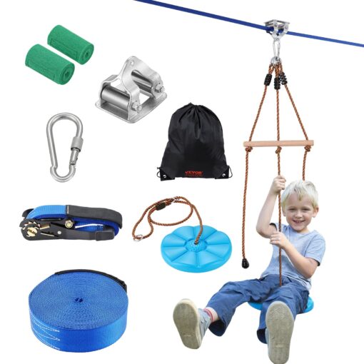 VEVOR 158 m 52 ft Zipline Kit for Kids and Adults