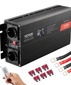 VEVOR 2000W Tīras Sinusoidālās Viļņu Enerģijas Pārveidotājs DC 12V uz AC 230V ar LCD Tālvadības Pulti un Vairākiem Kontaktligzdām - CE Sertificēts