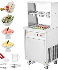 VEVOR Stainless Steel Fried Ice Cream Roll Machine with Rapid Cooling