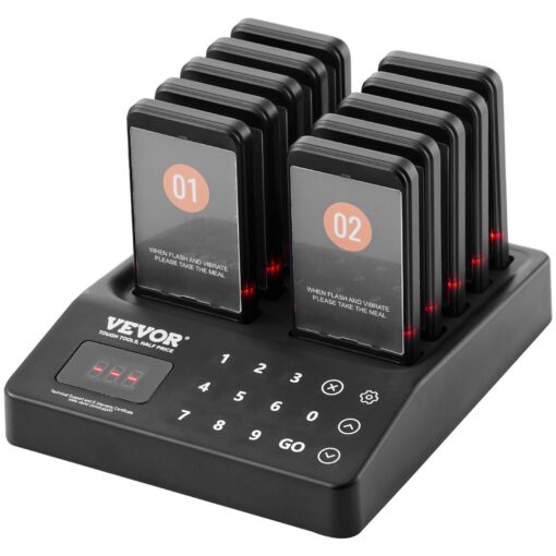 VEVOR Wireless Restaurant Pager System with 10 Coasters