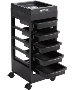 VEVOR Beauty Salon Trolley Cart with 5 Removable Drawers & Dryer Holder
