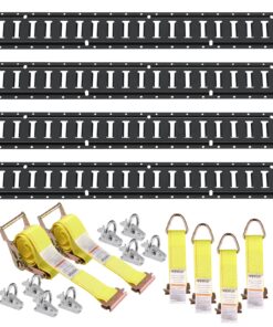 VEVOR E Track Tie-Down Rail Kit - 18PCS 1.52m (5ft) Set with 4 Steel Rails