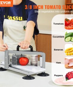 9.5 mm (3/8 inch) Manual Stainless Steel Cutter for Uniform Slices