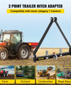 1 Tractor Tow Hitch with 2 Balls and Clevis Hook