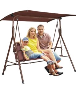 VEVOR 3-Person Outdoor Swing Chair with Adjustable Canopy
