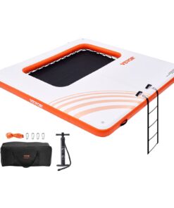 VEVOR 3x3m Inflatable Floating Dock with 1.2x2.1m Trampoline Mesh Pool