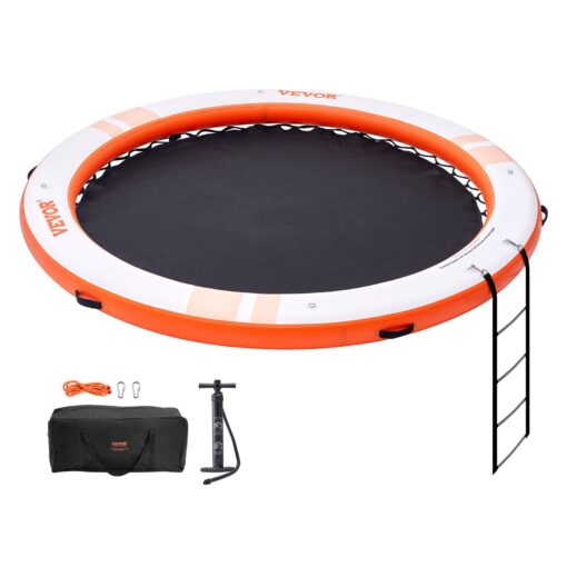 VEVOR Inflatable Floating Dock with Trampoline Mesh Pool ø244m 8ft Dock Platform ø152m 5ft Pool