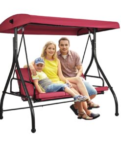 VEVOR 3-Seat Outdoor Patio Swing Chair with Adjustable Canopy