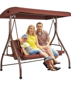 VEVOR 3-Person Patio Swing Chair with Adjustable Canopy