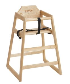VEVOR Birch Wood Baby High Chair with Safety Harness