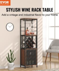 Freestanding Particleboard Sideboard with Adjustable Shelf and Glass Holder for Living Room or Home Bar