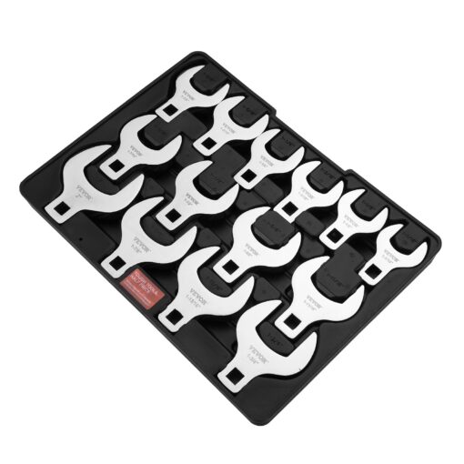VEVOR 14 Piece SAE Crowfoot Wrench Set 12 Drive 27mm 51mm with Storage Tray