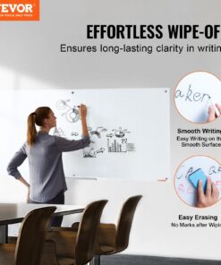 Large Frameless Wall-Mounted Dry Erase Board with Marker Tray