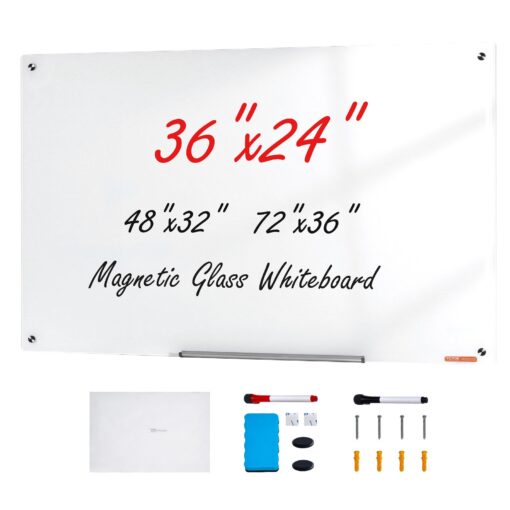 VEVOR Magnetic Glass Whiteboard 91x61 cm 36x24 inches