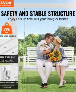White Outdoor Patio Bench Swing with 400 kg (880 lbs) Capacity