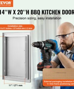 Reversible Outdoor Kitchen Door with Handle for BBQ Island & Grilling Station