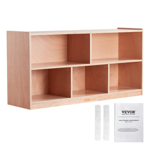 VEVOR 5 Section Wood Cubby Storage Cabinet with 2 Shelves for Kids Durable and Safe Particleboard Poplar