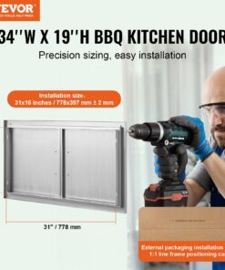 863x482 mm / 34x19 in Double Outdoor Kitchen Door