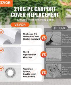 Waterproof & UV Protected Garage Top Shelter Tarp with Easy Installation and 40 Ball Bungees