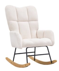 VEVOR Ivory White Nursery Rocking Chair