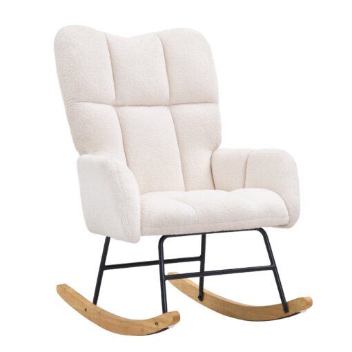 VEVOR Ivory White Nursery Rocking Chair