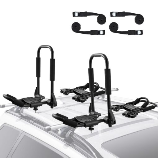 VEVOR 2 Pair J Bar Kayak Roof Rack with Quick Folding Design