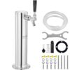 VEVOR Single Faucet Draft Beer Tower Dispenser   Stainless Steel Kegerator Kit with 15m 5ft Pre Assembled Tubing and Self Closing Faucet for Home