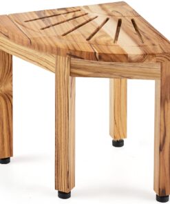 VEVOR Corner Teak Shower Bench with Storage Shelf