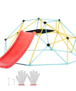 VEVOR 2.44m (8FT) Geometric Climbing Dome with Slide and Climbing Grip for Kids Aged 3-9