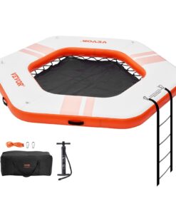 VEVOR 2.6m Inflatable Floating Dock with 1.5m Trampoline Mesh Pool