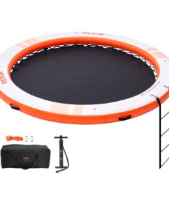 VEVOR 3.05m Inflatable Floating Dock with 2.44m Trampoline Mesh Pool and Detachable Ladder
