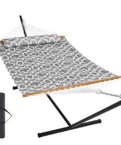 VEVOR Double Quilted Polyester Hammock with 12 FT (3.66 m) Steel Stand