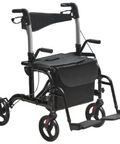 VEVOR 2-in-1 Rollator Walker & Transport Chair for Seniors