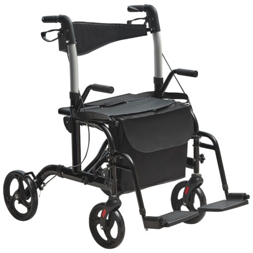 VEVOR 2 in 1 Rollator Walker Transport Chair for Seniors